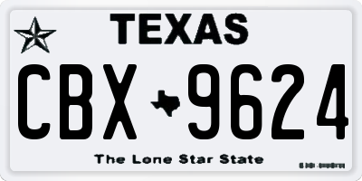 TX license plate CBX9624