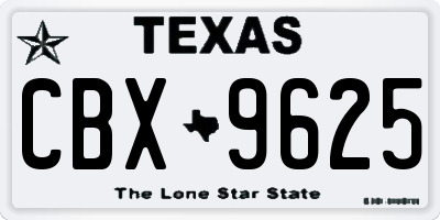 TX license plate CBX9625
