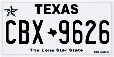TX license plate CBX9626