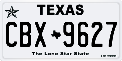 TX license plate CBX9627