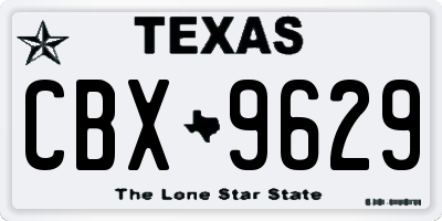 TX license plate CBX9629