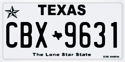 TX license plate CBX9631