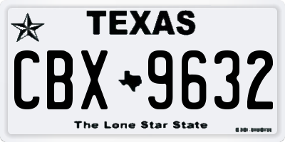 TX license plate CBX9632