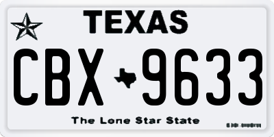 TX license plate CBX9633
