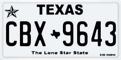 TX license plate CBX9643