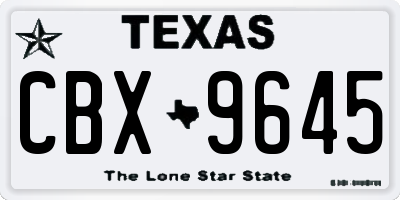 TX license plate CBX9645