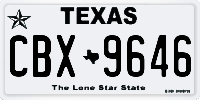 TX license plate CBX9646