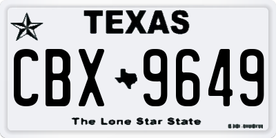 TX license plate CBX9649