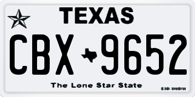 TX license plate CBX9652
