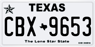 TX license plate CBX9653