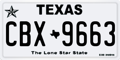 TX license plate CBX9663