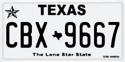 TX license plate CBX9667