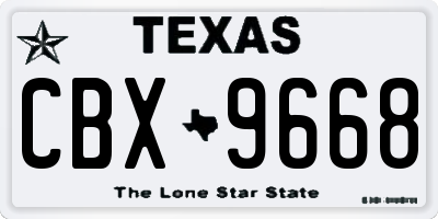 TX license plate CBX9668