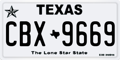 TX license plate CBX9669