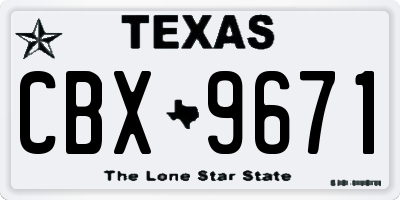 TX license plate CBX9671