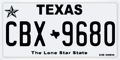 TX license plate CBX9680