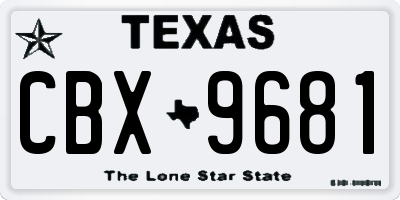 TX license plate CBX9681