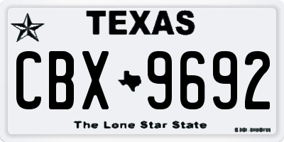 TX license plate CBX9692