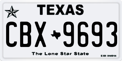 TX license plate CBX9693
