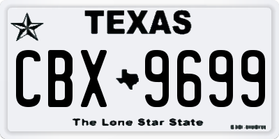 TX license plate CBX9699