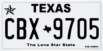TX license plate CBX9705