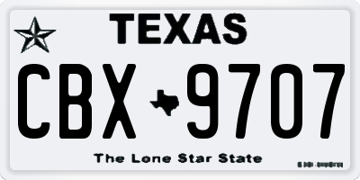 TX license plate CBX9707