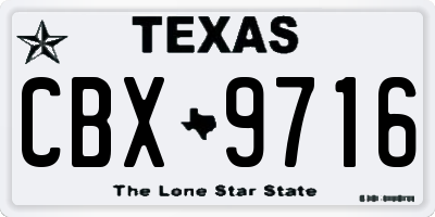 TX license plate CBX9716