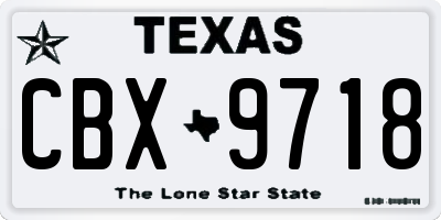 TX license plate CBX9718