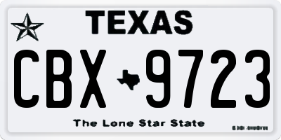 TX license plate CBX9723