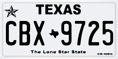 TX license plate CBX9725