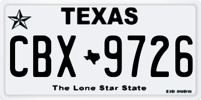 TX license plate CBX9726