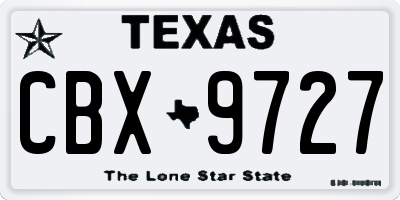 TX license plate CBX9727