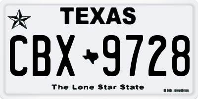 TX license plate CBX9728
