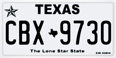 TX license plate CBX9730