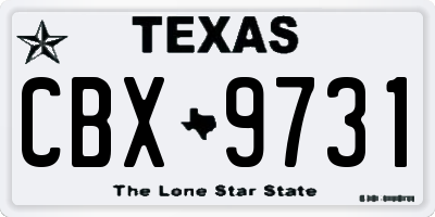 TX license plate CBX9731