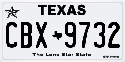 TX license plate CBX9732