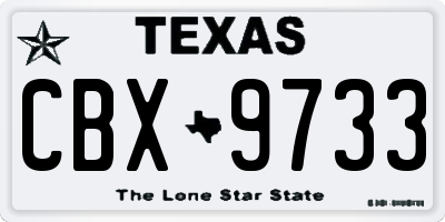 TX license plate CBX9733