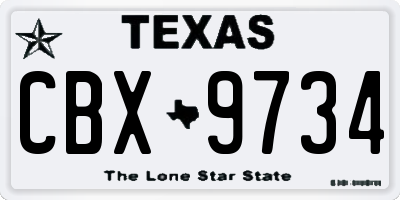 TX license plate CBX9734