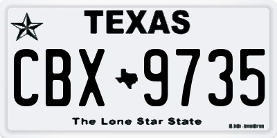 TX license plate CBX9735