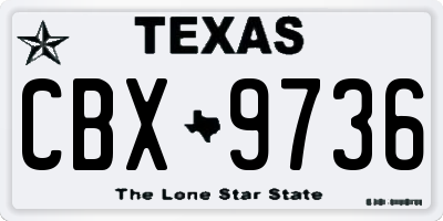 TX license plate CBX9736
