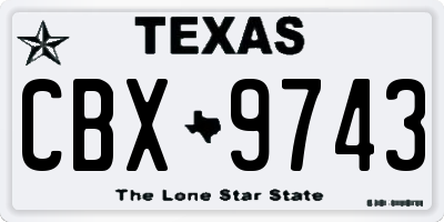 TX license plate CBX9743