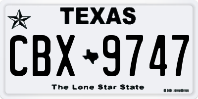 TX license plate CBX9747