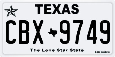 TX license plate CBX9749