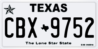 TX license plate CBX9752