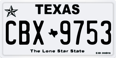 TX license plate CBX9753