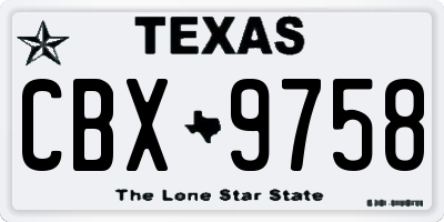 TX license plate CBX9758