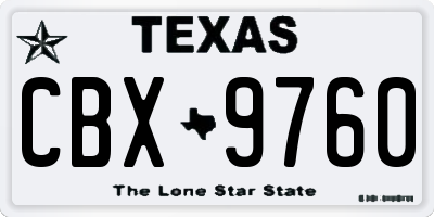 TX license plate CBX9760