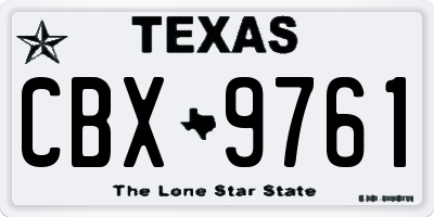 TX license plate CBX9761