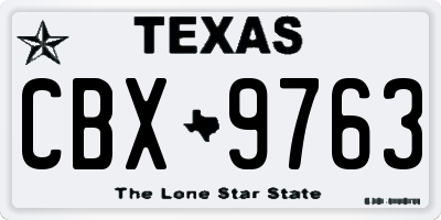 TX license plate CBX9763