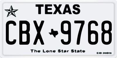 TX license plate CBX9768